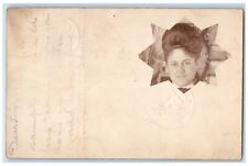1906 Pretty Woman Head Fairfield Maine ME Posted Antique RPPC Photo Postcard picture