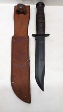 Ka-Bar Olean, NY USMC Fixed Blade Fighting Knife W/Leather Sheath picture