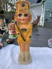 VERY RARE Large 1930's CARNIVAL CHALK WARE Prize DRUM MAJORETTE w/ Flat Back picture