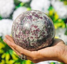 Large 120MM Pink Ruby Corundum In Black Biotite Stone Metaphysical Healing Ball picture