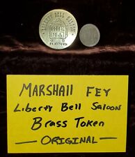 VINTAGE LIBERTY BELL SALOON BRASS COLLECTORS TOKEN FEY ANTIQUE SLOT MACHINE picture