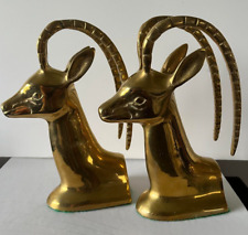 REDUCED Vintage heavy brass ibex bookends 1.25 lb each 7