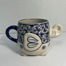 Yokohama Studio Miyabi Embossed Elephant Mug Hand Painted Textured Ceramic 20oz picture