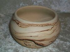 Vintage Nemadji Round Brown Marble Swirl Art Pottery Bowl Planter Minnesota USA picture