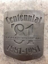 Centennial Belt Buckle Eau Claire WI Leader Telegram 1881-1981 picture