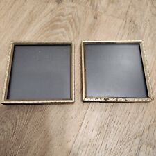 2 VTG  METAL/Brass 3.5x 3.5” Picture Frame Pair Square Decor Photo picture