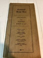 RARE CRIMINAL TRIAL LIST 1937 FROM SCRANTON,PA  Booklet Trial List Court picture