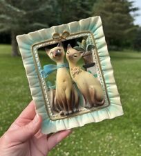 Vintage Mid Century NAPCO 3d Siamese Wall Hanging Plaque - Chalkware MCM Kitsch picture