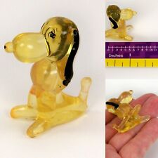 Vintage Snoopy Figurine Plastic Lucite Acrylic Clear Yellow Miniature Figure picture