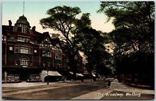 The Broadway Worthing England Main Street & Trees Landmarks Postcard picture