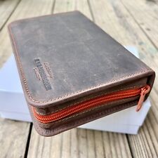 4th Generation 2PC Leather Zip Pipe Case w Tobacco Pouch Hunter Brown 344GENHB3P picture
