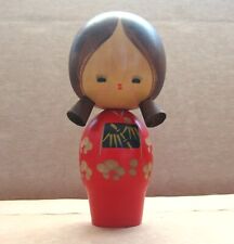 Rare Japanese Wooden Kokeshi Doll with braided hair Hand Carve Signed  picture