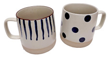 Pair of Asian Dots & Stripes Signature Housewares Inc. Stoneware Mugs picture