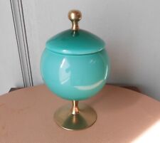 VINTAGE french opaline green  Glass trinket Box picture