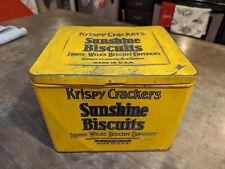 Vtg Krispy Crackers Sunshine Biscuits Tin Box Loose-Wiles Co. Large & Hinged USA picture