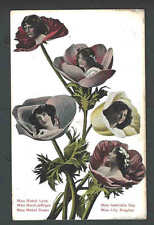1907 PPC* Famous Womens Faces In Flowers Mabel Love Maud Jefferys See Info picture