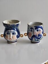 1960 VTG Porcelain Vases Handmade Cobalt  Karas and Odarka , Korosten Ukraine   picture