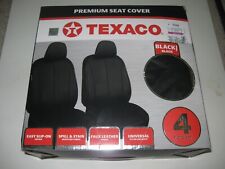TEXACO Premium Seat Cover 2 SEAT COVERS Black Leather 2 Headrest Pillow Covers picture