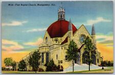 Vtg Montgomery Alabama AL First Baptist Church 1940s Unused Linen View Postcard picture