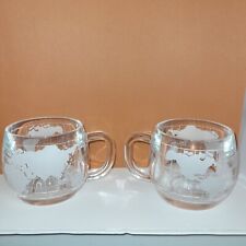 Vintage Pair of Nestle Nescafe 1970’s Clear Glass Globe World Coffee/Tea Mug/Cup picture