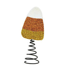 Tree Topper Finial Candy Corn Tree Topper Tin Glittered Sparkle Tf8774 picture