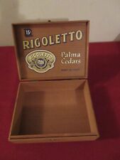 Vintage 1950’s M & N Cigars, Inc. 15 Cent Rigoletto Palmas Cedar Wood Cigar Box picture