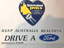 2 NEW STICKERS QUEENSLAND LOVES A FORD AUSTRALIA DRIVE A FORD 8” picture