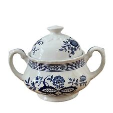 VTG Enoch Wedgwood Tunstall Ltd Blue Heritage Pattern Sugar bowl & Lid England picture