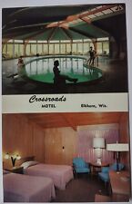 Vintage Crossroads Motel Elkhorn Wisconsin Chrome Postcard picture