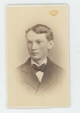 Antique CDV c1870s Handsome Young Man Bow Tie Manchester Bros. Providence, RI picture