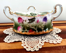 1890s T&V Sugar Bowl w Lid Hand-Painted Floral Limoges France Venice Clover VTG picture