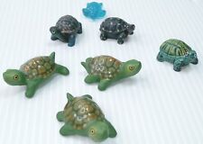 Turtle Miniatures Lot Of 7  Figurines Mixed Materials / 3 Hand Signed picture