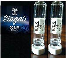 Buy TWO LOCK-N-LOAD STAGATI Jumbo Glass Chillums Pipe with Cap 20mm x 3.5” picture