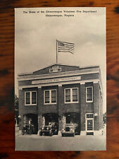 1930s Chincoteague Va Volunteer Fire Dept Station Postcard Pub by H & H Pharmacy picture