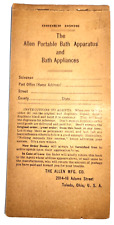 Vintage Allen Portable Bath Apparatus and Bath Appliances Order Book picture