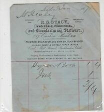 R. S. Stacy London 1871 Wholesale Commercial & Manf Stationer Receipt Ref  39934 picture