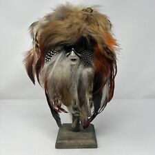 Vintage Native Tribal Face Mask Feathers folk art cottage core gift Rare items* picture