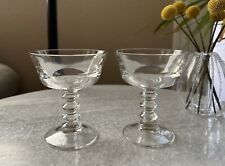 Lot of 2 Vintage Champagne / Tall Sherbert Coupe Glasses Ribbed Stems picture