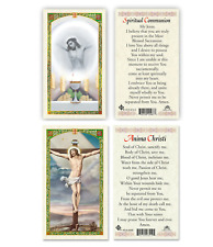 Laminated Spiritual Communion & Anima Christi Holy Prayer Card Set Catholic picture