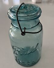Vintage Blue Ball Quart Glass Container picture