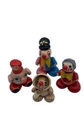 Lot of 4 Vintage Stone Handmade Painted Clowns Including baby Clown picture