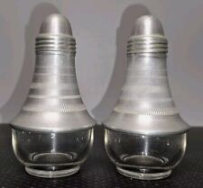 Vtg  MCM Atomic Salt and Pepper Shakers Aluminum Top & Glass Bottom picture