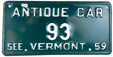 Vermont 1959 Antique Vehicle License Plate Tag Vintage Wall Decor Collector picture