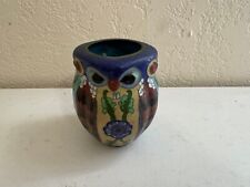 Vintage Possibly Antique Chinese or Japanese Cloisonne Owl Design Vase As Is picture