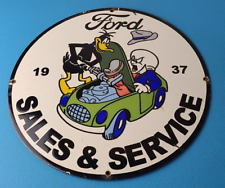 Vintage Ford Sign - Auto Repair Dealer Mechanic Porcelain Gas Pump Plate Sign picture
