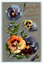 1909 Greetings from Franklin New York NY Floral Antique Posted Postcard picture
