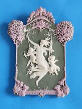 Vintage Neoclassical Tri-Color Rare Jasperware Plaque Cupid 7