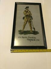 Vintage 3rd North Carolina Regiment Soldier 1778 Needlepoint Artwork under glass picture