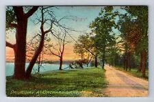 Orchard Lake MI-Michigan, General Greetings, Driveway at Lake, Vintage Postcard picture