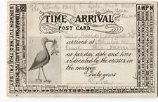 Postcard Time Arrival Stork Delivering Baby 1907 picture
